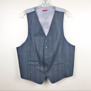 John Varvatos Gray Plaid Waistcoat Vest